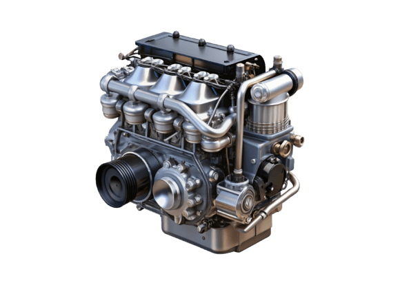 3D Black and White Car Engine PNG Image – A Versatile Design Resource Done Right