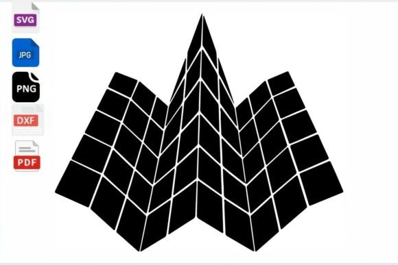 3D Grid Mountain Peak SVG Clipart