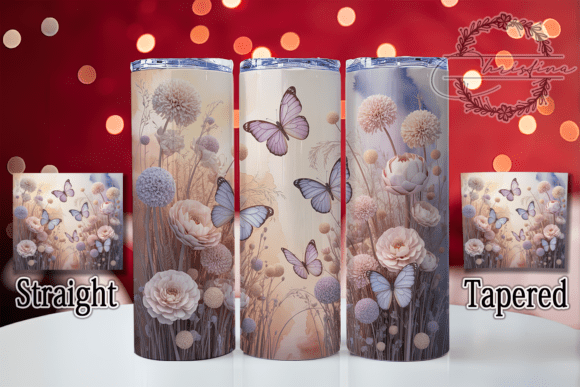 3D Pastel Spring Butterfly Tumbler Design