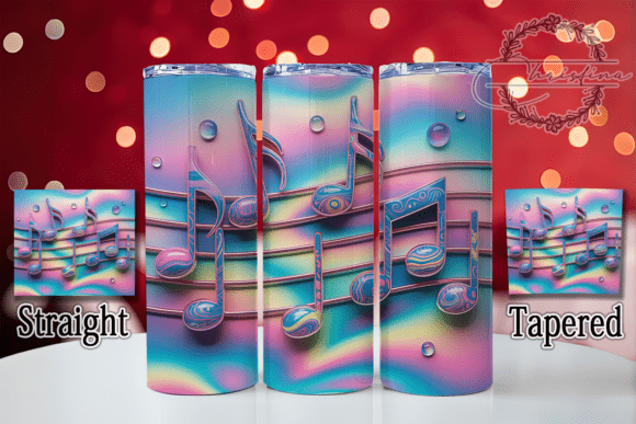 3D Rainbow Musical Notes 20oz Tumbler: A Creative Asset for Custom Drinkware Projects