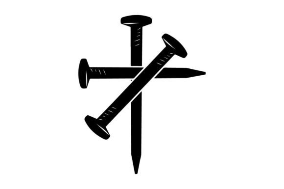 3D Rendering of Black Metal Screws Cross