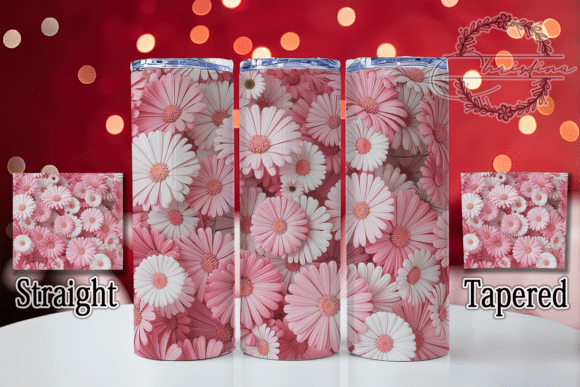 3D Seamless Pink Daisy 20oz Tumbler Design for Creative Drinkware Projects