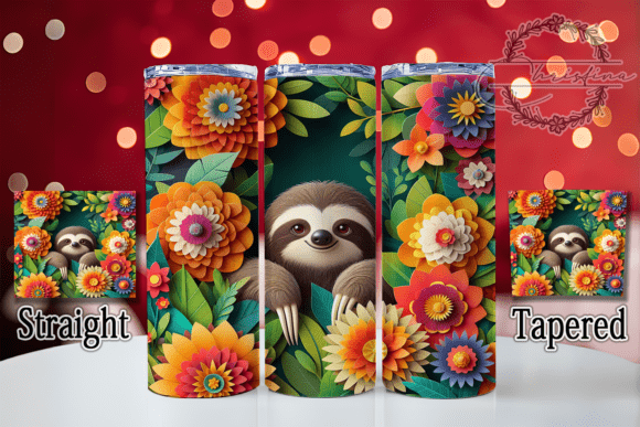 3D Whimsical Floral Sloth Tumbler: A Creative Digital Design for Modern Drinkware Projects