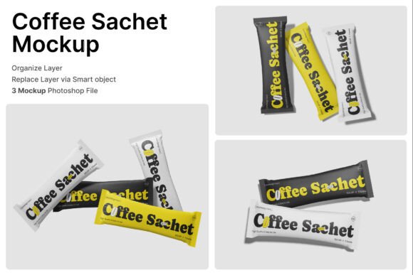 Coffee Sachet 3D Mockup for Modern Branding