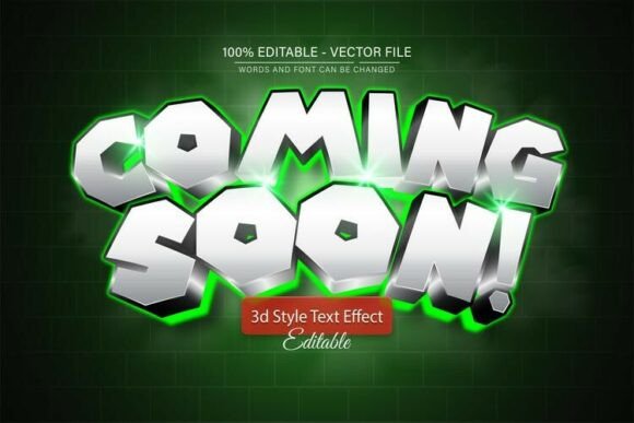 Coming Soon Neon Glow 3D Text Effect