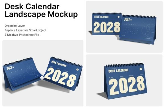 Desk Landscape Calendar 3D Mockup for Office Branding