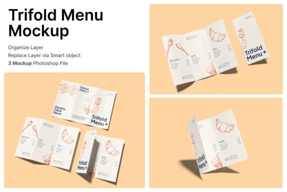 Elevate Your Restaurant Branding with a Clean Trifold Menu 3D Mockup