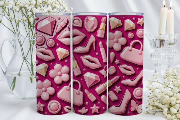 Elevating Brand Identity with Pink Glamour 3D Art 20oz Tumbler Wrap