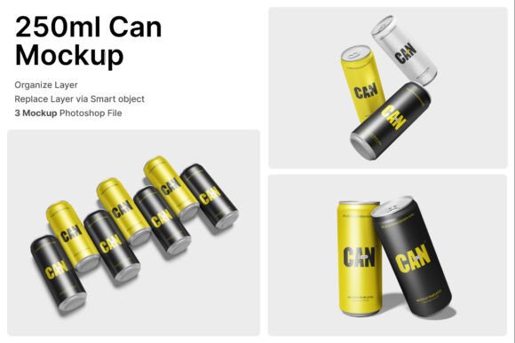 Enhancing Beverage Packaging Design with 250 Ml Can 3D Mockup