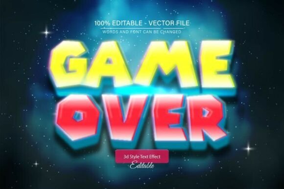 Game Over Neon Glow 3D Text Effect: Bold, Editable, and Ready for Any Design