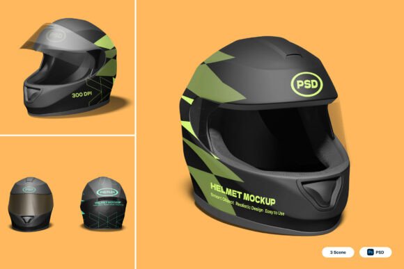 Helmet 3D Mockup: A Realistic Tool for Motorcycle Branding and Motorsport Design