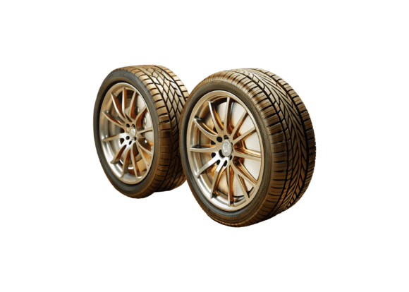 High-Quality 3D Render Tires with Metal Wheel PNG Files for Design Projects