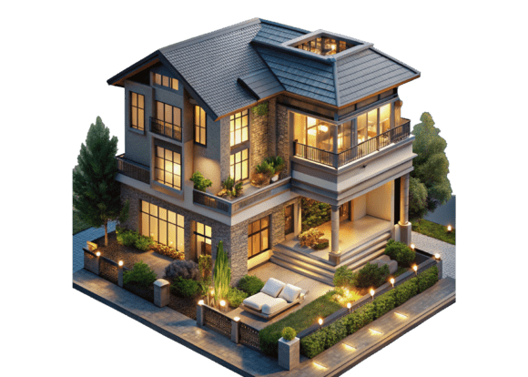 Luxurious House 3D Mockup PNG: A Versatile Design Asset