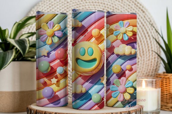 Pastel 3D Happy Flowers 20oz Tumbler – A Versatile Digital Design for Everyday Use