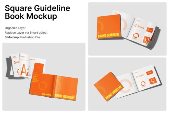 Professional Brand Presentation with Square Guideline Book 3D Mockup