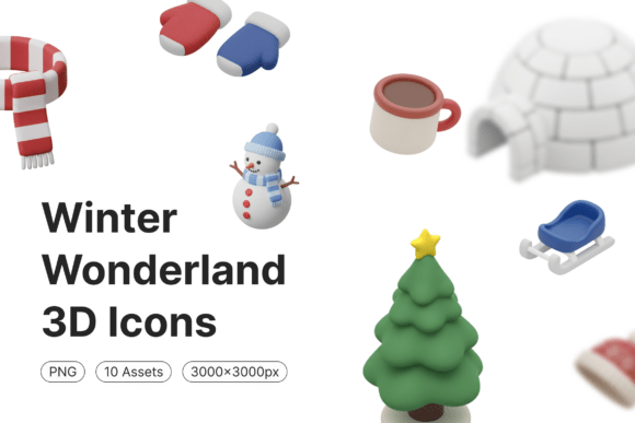 Winter Wonderland 3D Icons: A Versatile Visual Resource for Holiday and Winter-Themed Projects